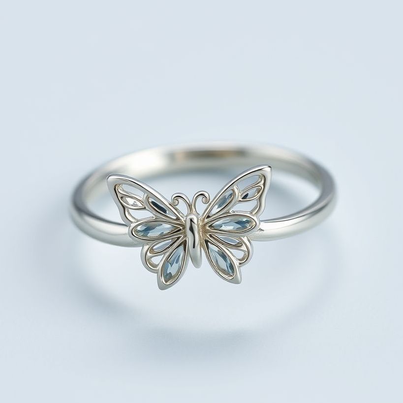 925 Sterling Silver Adjustable Butterfly Ring – Open Band Nature-Inspired Design for Women & Girls
