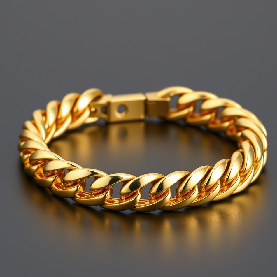 Gold-Plated Stainless Steel Cuban Link Bracelet – 10mm Bold Chain for Men, Waterproof & Tarnish-Resistant